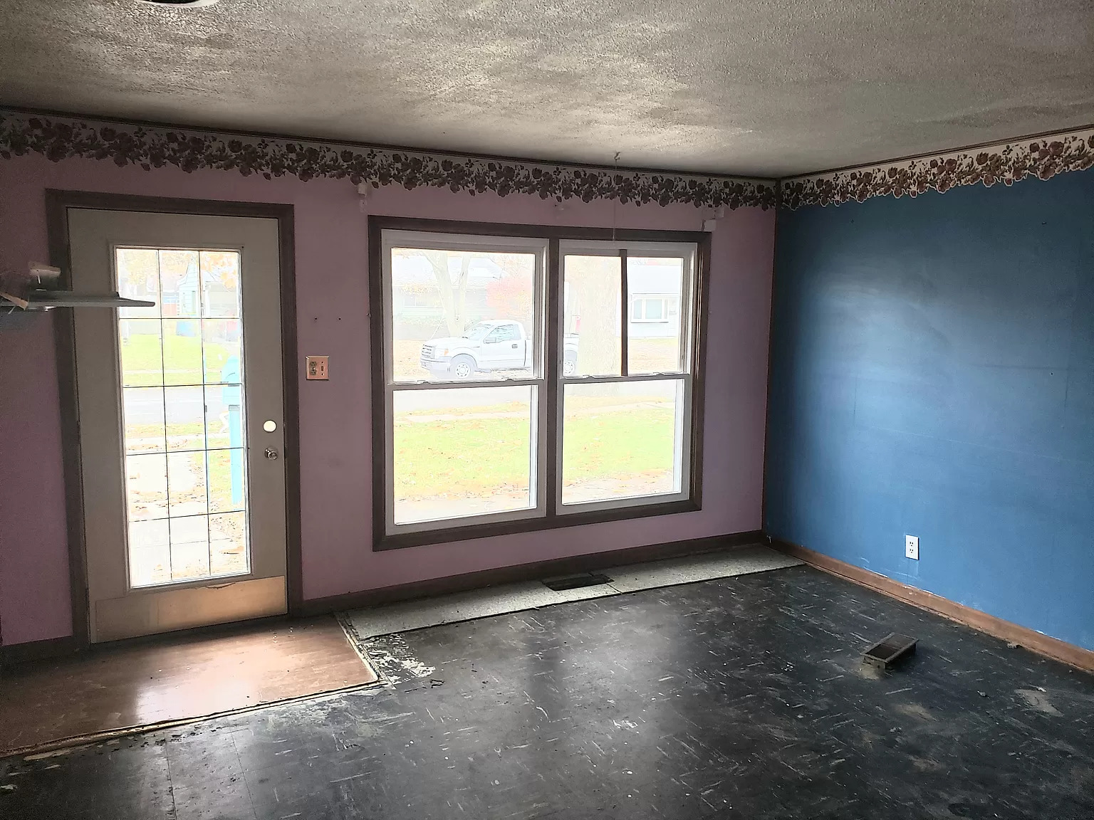 The living room was dated